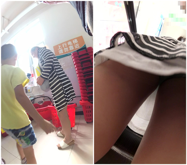 电梯上抄底cd带着小孩的少妇